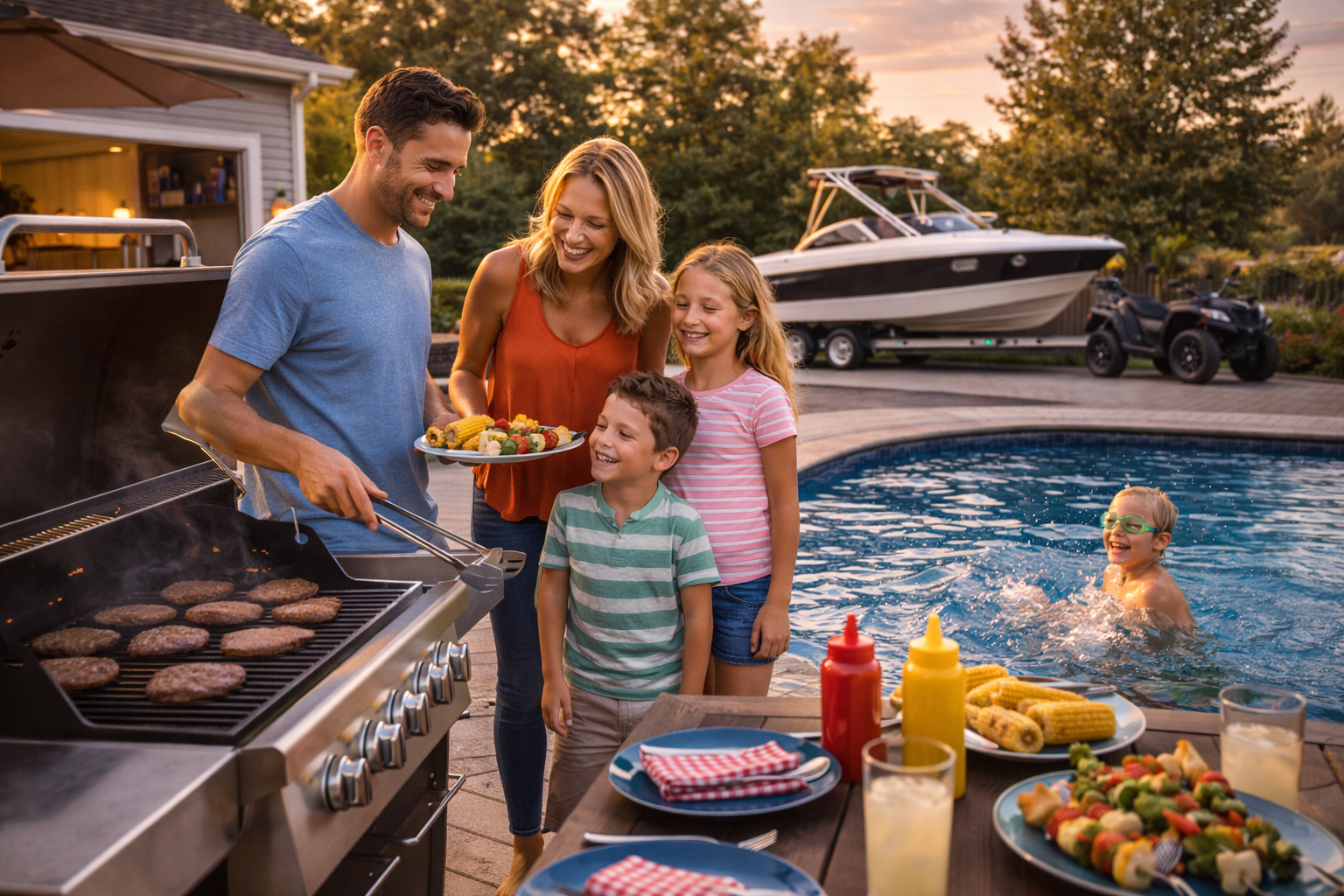Family in a home setting representing insurance solutions for families