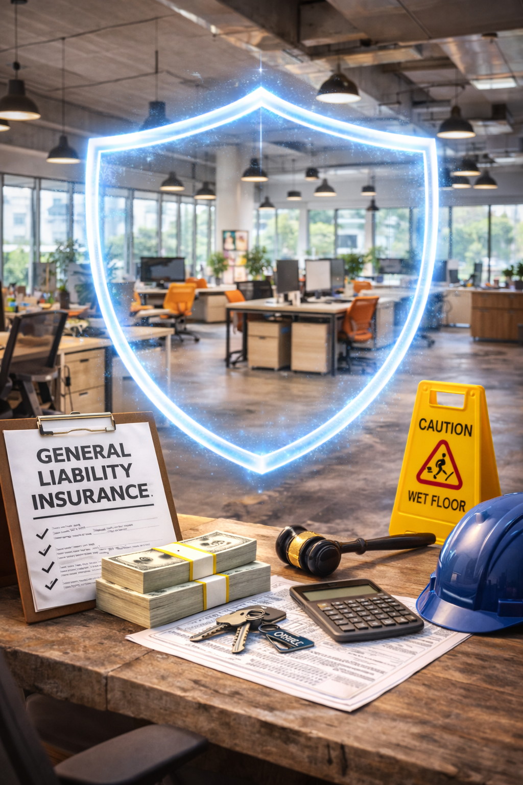Commercial workspace representing general liability insurance protection for businesses and property owners
