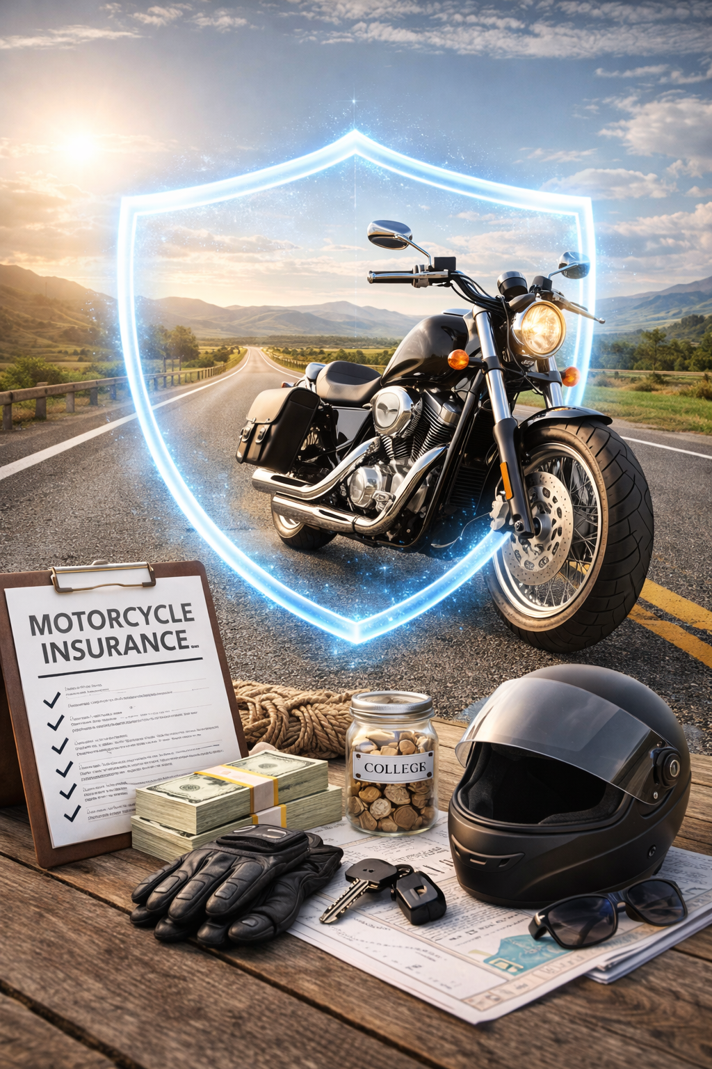Motorcycle on an open road representing motorcycle insurance coverage and rider protection