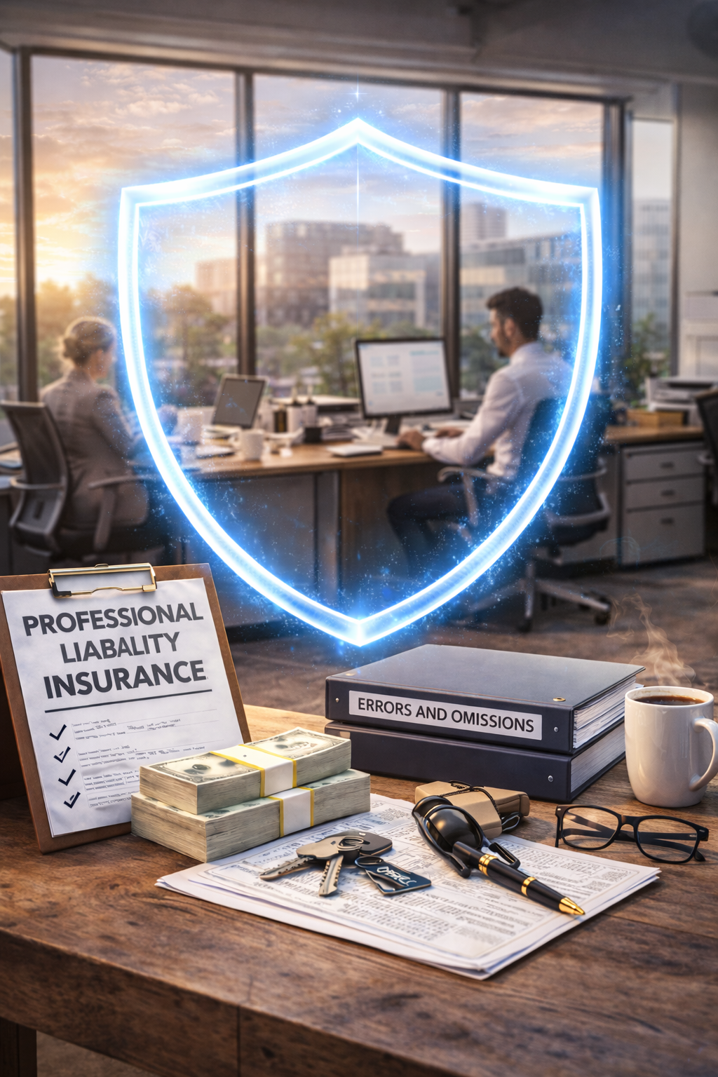 Professional office environment representing professional liability insurance and errors and omissions coverage