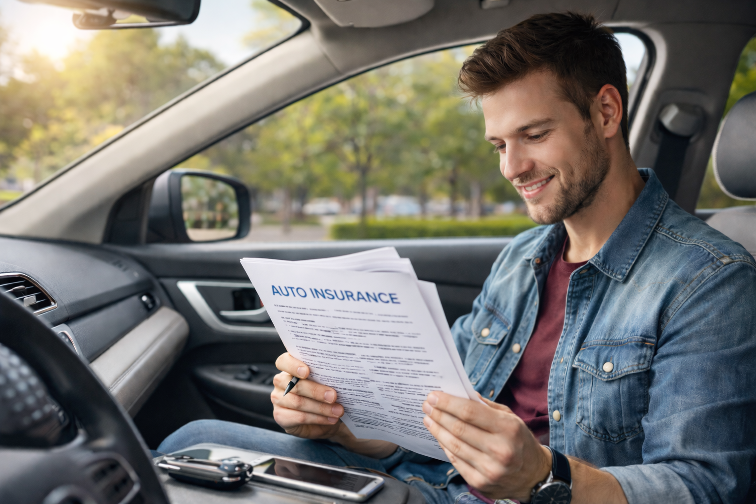 Driver reviewing auto insurance coverage options for Missouri and Kansas