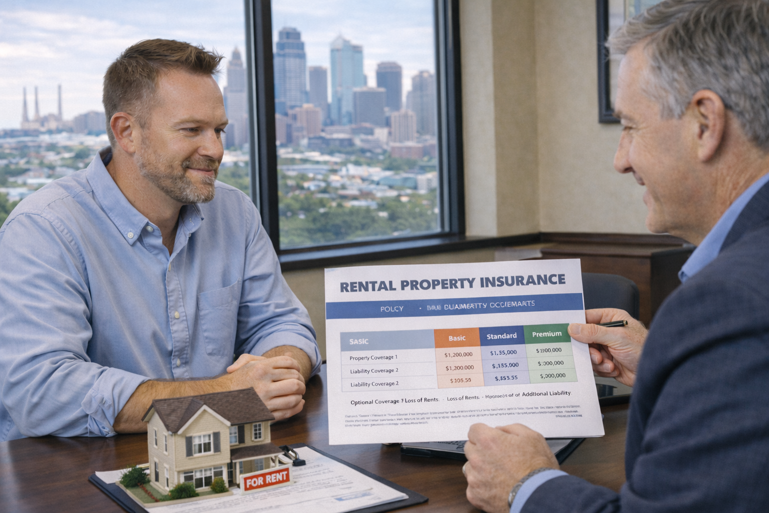 Kansas City Missouri rental property owner reviewing insurance coverage options