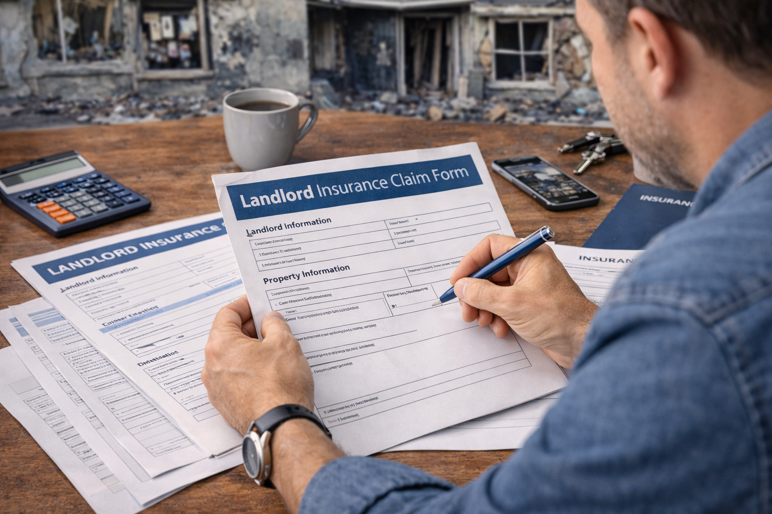 rental property owner filing landlord insurance claim after property damage at rental home