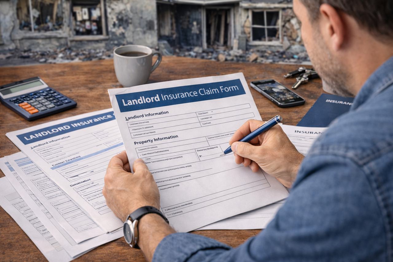 rental property owner filing landlord insurance claim after property damage at rental home