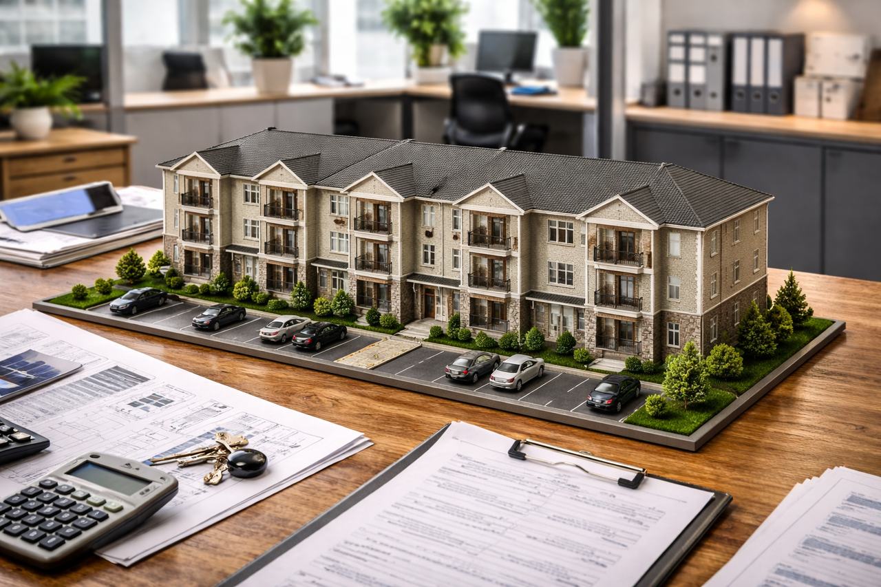 Real estate investor reviewing insurance options for small multifamily rental properties